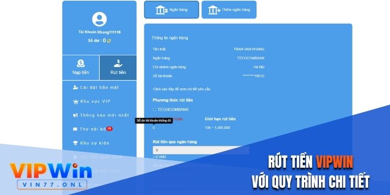 Quy trình rút tiền Vipwin chuẩn cho người chơi mới